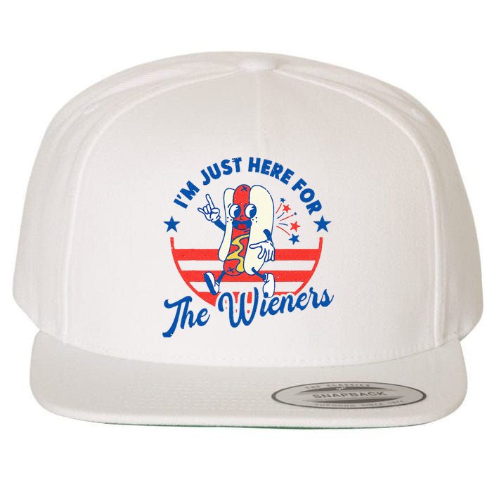 Hot Dog IM Just Here For The Wieners 4th Of July Wool Snapback Cap