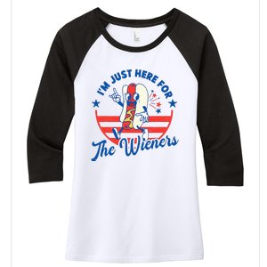 Hot Dog IM Just Here For The Wieners 4th Of July Women's Tri-Blend 3/4-Sleeve Raglan Shirt