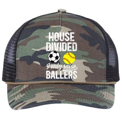 House Divided I Only Raise Ballers Soccer Softball Dad Funny Gift Retro Rope Trucker Hat Cap