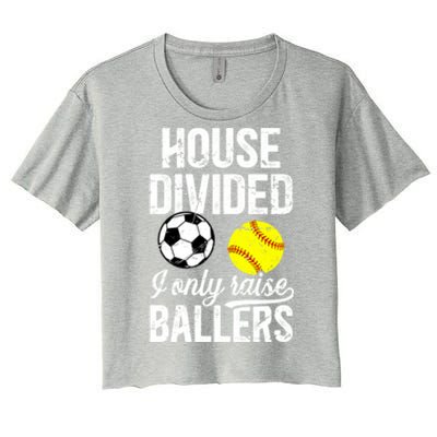 House Divided I Only Raise Ballers Soccer Softball Dad Funny Gift Women's Crop Top Tee