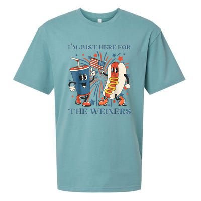 Hot Dog Im Just Here For The Wieners 4Th Of July Sueded Cloud Jersey T-Shirt