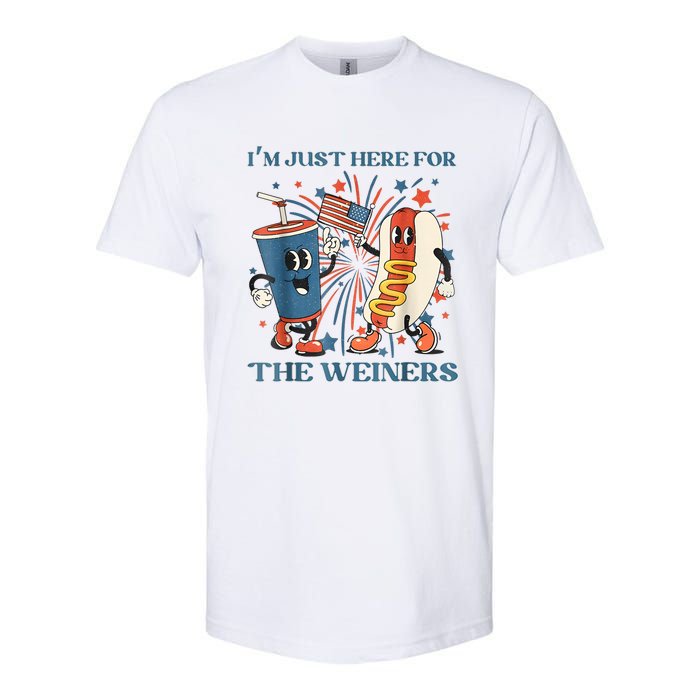 Hot Dog Im Just Here For The Wieners 4Th Of July Softstyle CVC T-Shirt