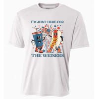 Hot Dog Im Just Here For The Wieners 4Th Of July Cooling Performance Crew T-Shirt