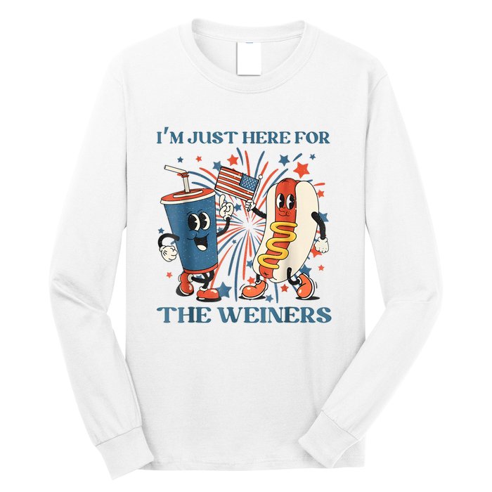 Hot Dog Im Just Here For The Wieners 4Th Of July Long Sleeve Shirt