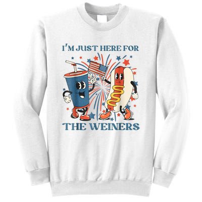 Hot Dog Im Just Here For The Wieners 4Th Of July Sweatshirt