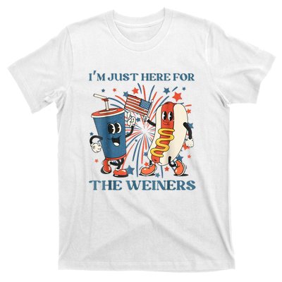 Hot Dog Im Just Here For The Wieners 4Th Of July T-Shirt