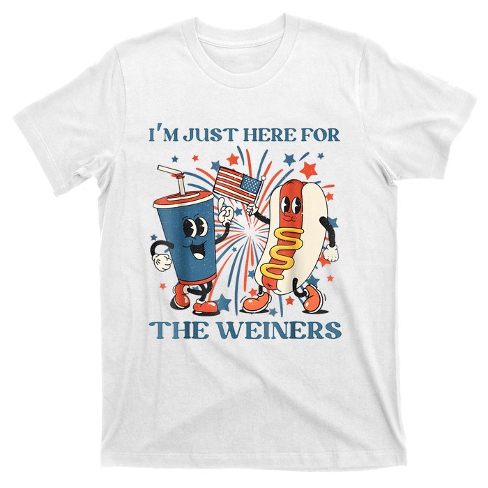 Hot Dog Im Just Here For The Wieners 4Th Of July T-Shirt