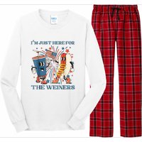 Hot Dog Im Just Here For The Wieners 4Th Of July Long Sleeve Pajama Set