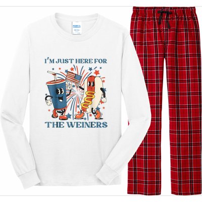 Hot Dog Im Just Here For The Wieners 4Th Of July Long Sleeve Pajama Set