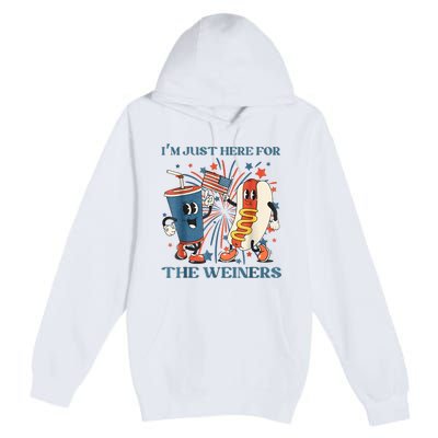 Hot Dog Im Just Here For The Wieners 4Th Of July Premium Pullover Hoodie