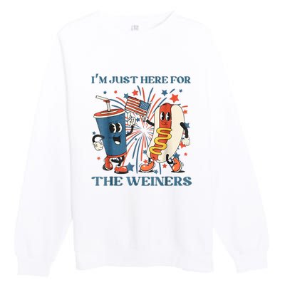 Hot Dog Im Just Here For The Wieners 4Th Of July Premium Crewneck Sweatshirt