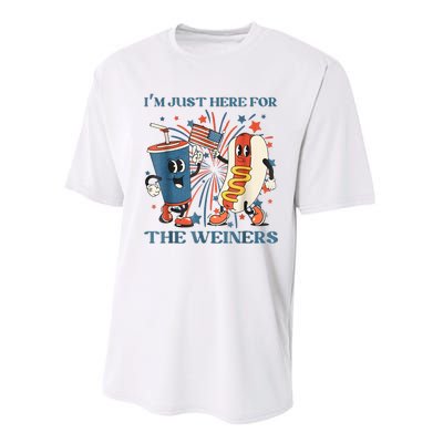 Hot Dog Im Just Here For The Wieners 4Th Of July Performance Sprint T-Shirt