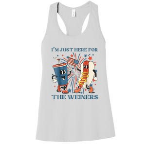 Hot Dog Im Just Here For The Wieners 4Th Of July Women's Racerback Tank