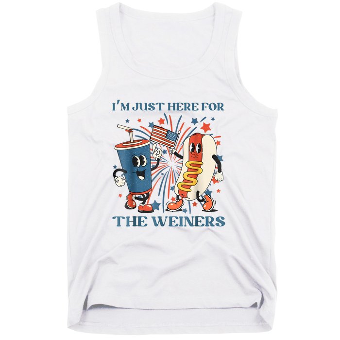 Hot Dog Im Just Here For The Wieners 4Th Of July Tank Top