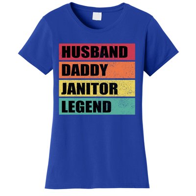 Husband Daddy Janitor Legend Retro Fathers Day Meaningful Gift Women's T-Shirt