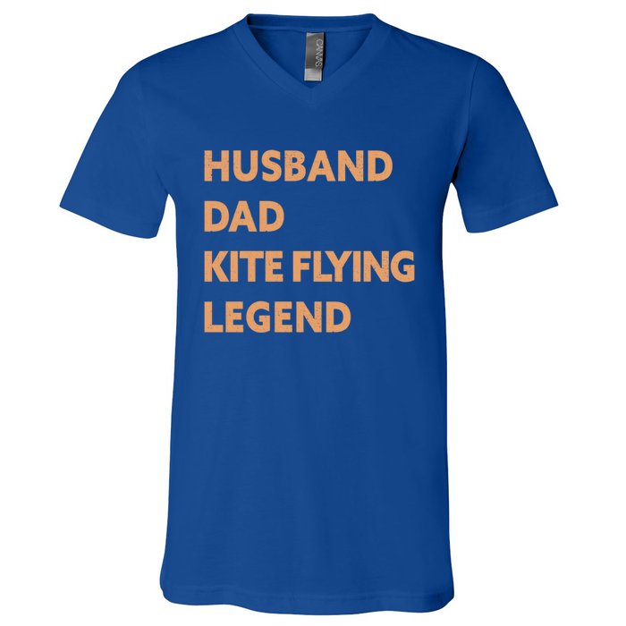 Husband Dad Kite Flying Legend Funny Kite Flyer Great Gift V-Neck T-Shirt