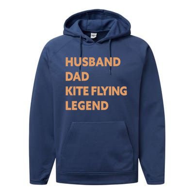 Husband Dad Kite Flying Legend Funny Kite Flyer Great Gift Performance Fleece Hoodie