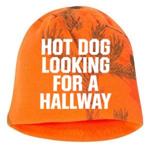 Hot Dog Looking For A Hallway Fast Food Funny Kati - Camo Knit Beanie