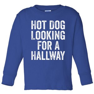 Hot Dog Looking For A Hallway Fast Food Funny Toddler Long Sleeve Shirt