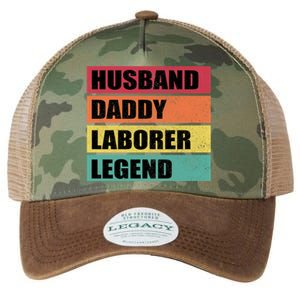 Husband Daddy Laborer Legend Retro Fathers Day Cool Gift Legacy Tie Dye Trucker Hat