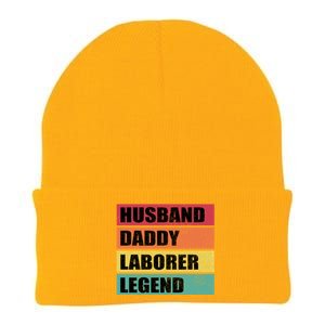 Husband Daddy Laborer Legend Retro Fathers Day Cool Gift Knit Cap Winter Beanie