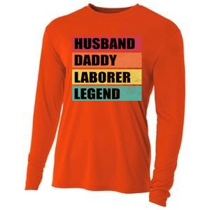 Husband Daddy Laborer Legend Retro Fathers Day Cool Gift Cooling Performance Long Sleeve Crew