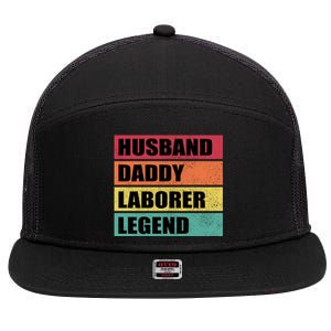 Husband Daddy Laborer Legend Retro Fathers Day Cool Gift 7 Panel Mesh Trucker Snapback Hat