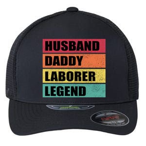 Husband Daddy Laborer Legend Retro Fathers Day Cool Gift Flexfit Unipanel Trucker Cap