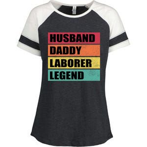 Husband Daddy Laborer Legend Retro Fathers Day Cool Gift Enza Ladies Jersey Colorblock Tee