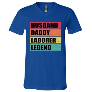 Husband Daddy Laborer Legend Retro Fathers Day Cool Gift V-Neck T-Shirt