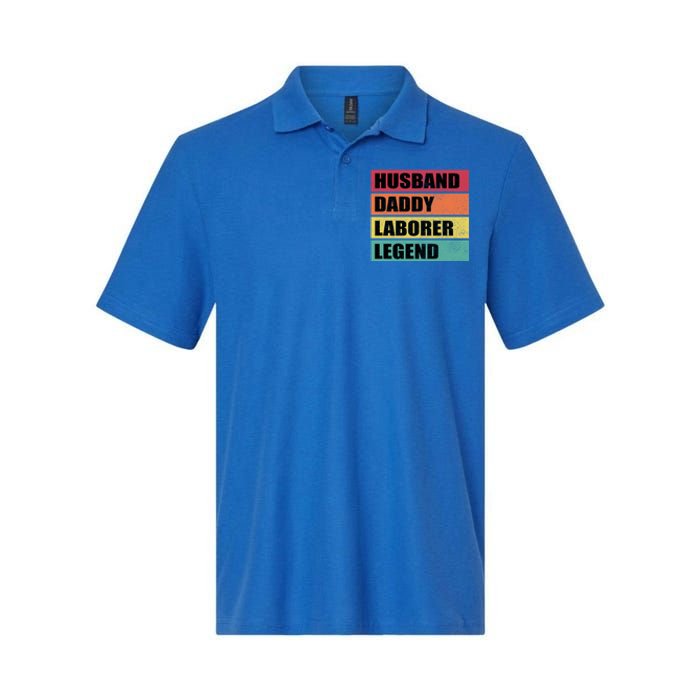 Husband Daddy Laborer Legend Retro Fathers Day Cool Gift Softstyle Adult Sport Polo