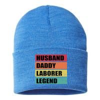 Husband Daddy Laborer Legend Retro Fathers Day Cool Gift Sustainable Knit Beanie