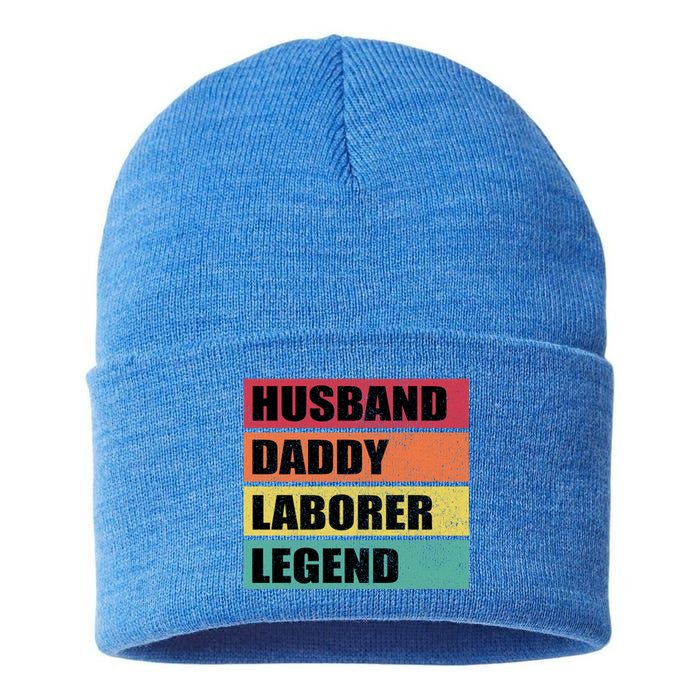 Husband Daddy Laborer Legend Retro Fathers Day Cool Gift Sustainable Knit Beanie