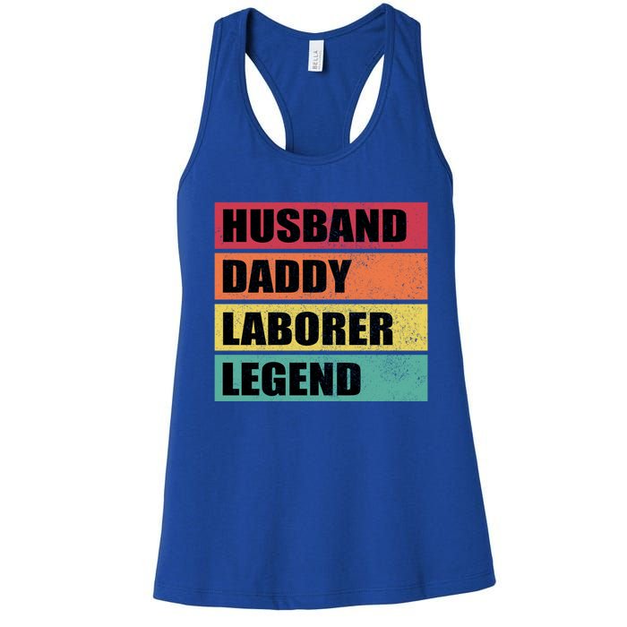 Husband Daddy Laborer Legend Retro Fathers Day Cool Gift Women's Racerback Tank