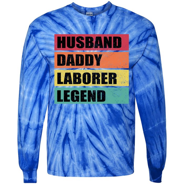 Husband Daddy Laborer Legend Retro Fathers Day Cool Gift Tie-Dye Long Sleeve Shirt