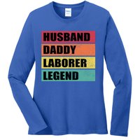 Husband Daddy Laborer Legend Retro Fathers Day Cool Gift Ladies Long Sleeve Shirt