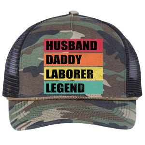 Husband Daddy Laborer Legend Retro Fathers Day Cool Gift Retro Rope Trucker Hat Cap