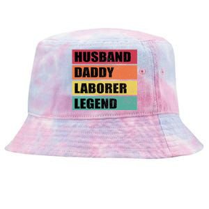 Husband Daddy Laborer Legend Retro Fathers Day Cool Gift Tie-Dyed Bucket Hat