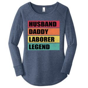 Husband Daddy Laborer Legend Retro Fathers Day Cool Gift Women's Perfect Tri Tunic Long Sleeve Shirt