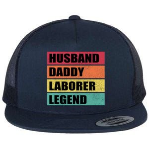 Husband Daddy Laborer Legend Retro Fathers Day Cool Gift Flat Bill Trucker Hat