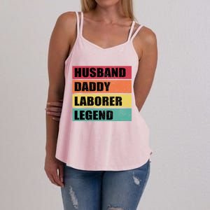 Husband Daddy Laborer Legend Retro Fathers Day Cool Gift Women's Strappy Tank