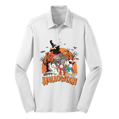 Huey Dewey Louie Duck Witch Hazel Trick Or Treat Halloween Silk Touch Performance Long Sleeve Polo