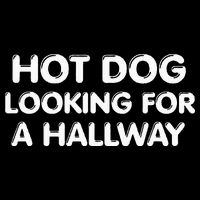 Hot Dog Looking For a Hallway Funny Drawstring Bag