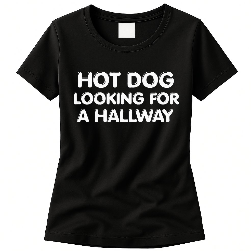 Hot Dog Looking For a Hallway Funny Womens T-Shirt