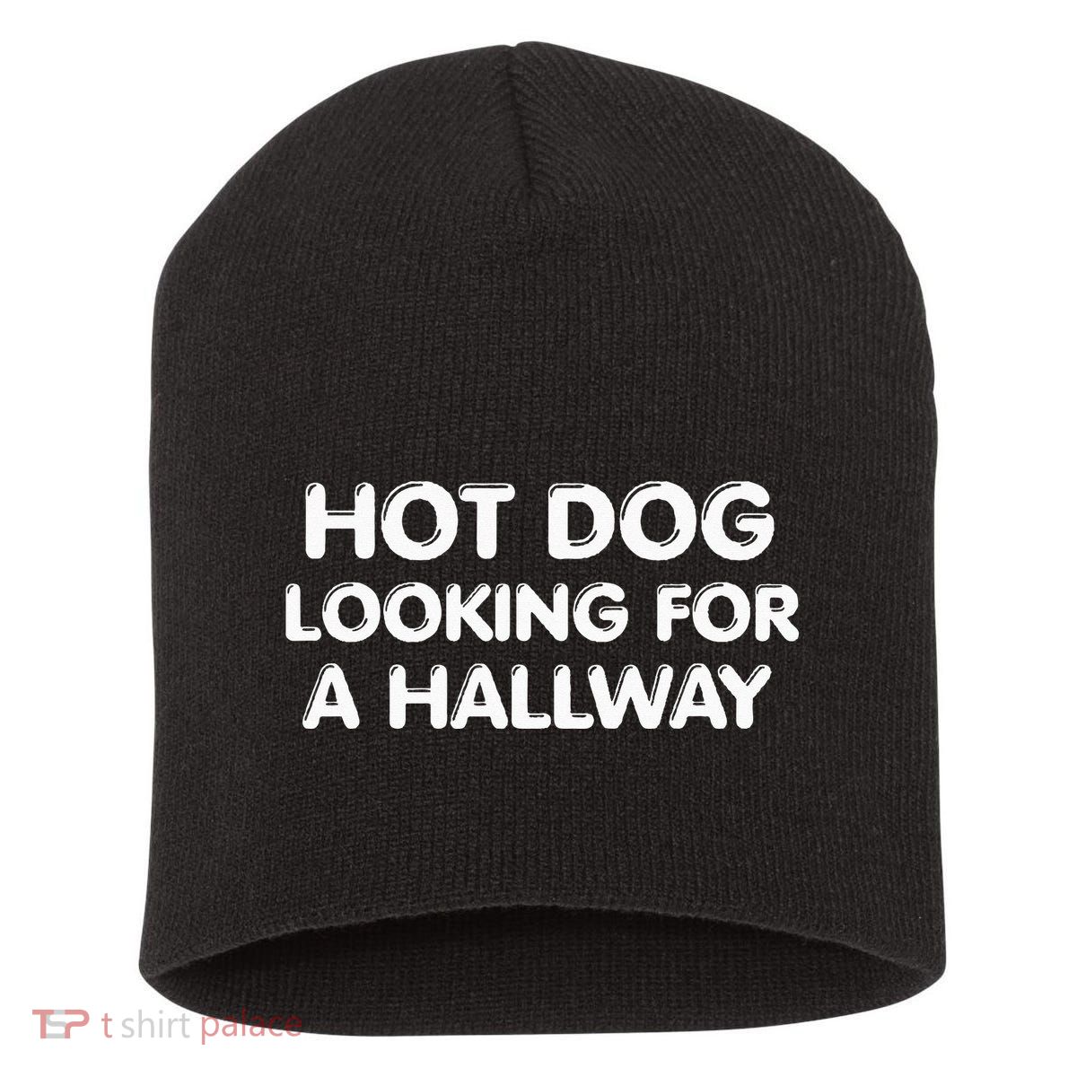 Hot Dog Looking For a Hallway Funny Short Acrylic Beanie