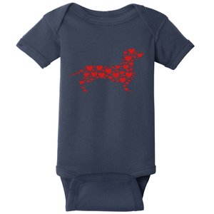 Heart Dog Lover Gifts Dachshund Puppy Valentines Day Baby Bodysuit