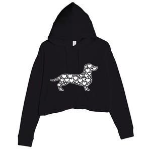 Heart Dog Lover Funny Gift Dachshund Puppy Valentines Day Gift Crop Fleece Hoodie