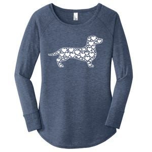 Heart Dog Lover Funny Gift Dachshund Puppy Valentines Day Gift Women's Perfect Tri Tunic Long Sleeve Shirt