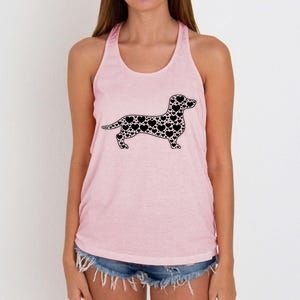 Heart Dog Lover Funny Gift Dachshund Puppy Valentines Day Gift Women's Knotted Racerback Tank