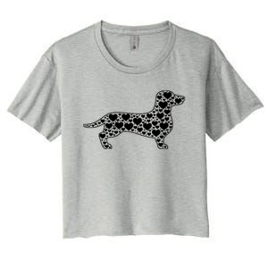 Heart Dog Lover Funny Gift Dachshund Puppy Valentines Day Gift Women's Crop Top Tee